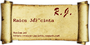 Raics Jácinta névjegykártya